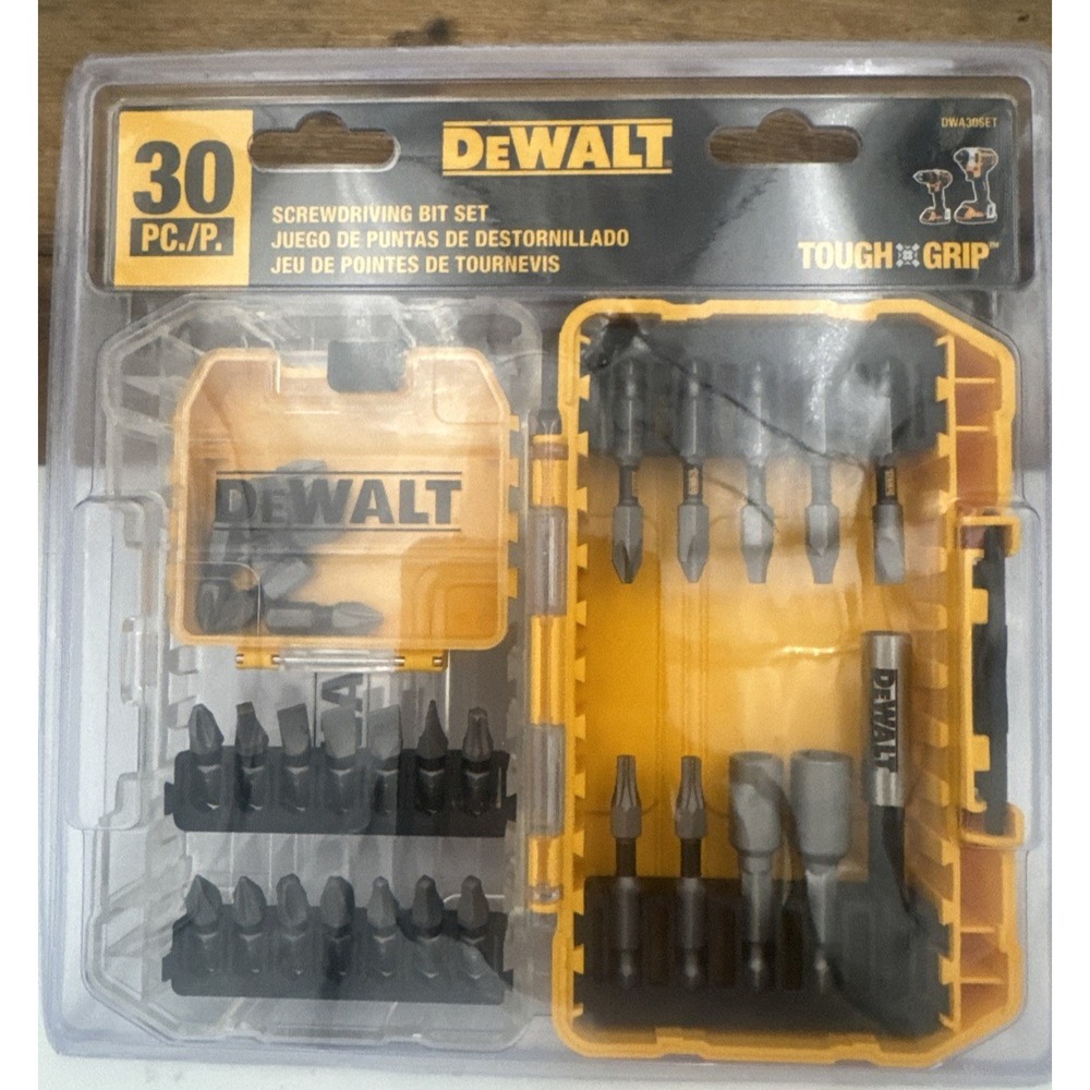 DeWalt 30 Piece Screwdriving Bit Set Tough Grip w/Tough Case DWA30SET NEW
